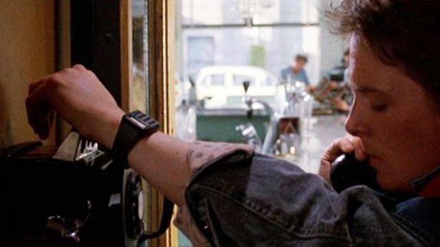 The watch calculator, Casio CA-53, Marty McFly (Michael J. Fox) in Back to the future I