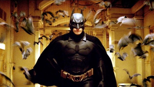 The costume of Batman and Bruce Wayne (Christian Bale) in Batman Begins