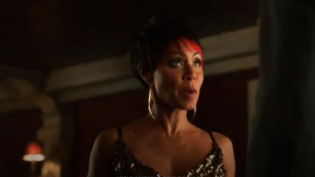 K/LLER Brass Feather Earrings worn by Fish Mooney (Jada Pinkett Smith) in Gotham (S01E02)