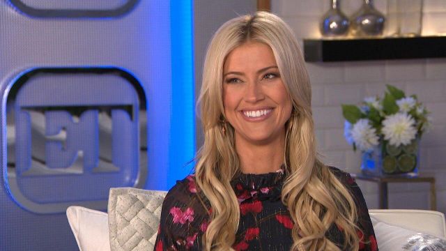 House of Harlow 1960 Niles Mini Floral Dress in Navy worn by Christina El Moussa on Entertainment Tonight May 22, 2019