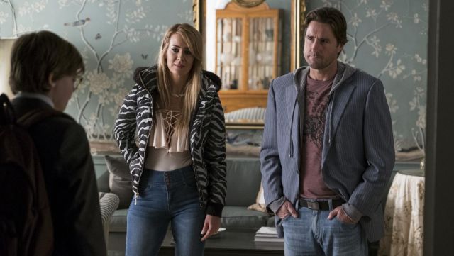 zebra print coat worn by Xandra (Sarah Paulson) in The Goldfinch