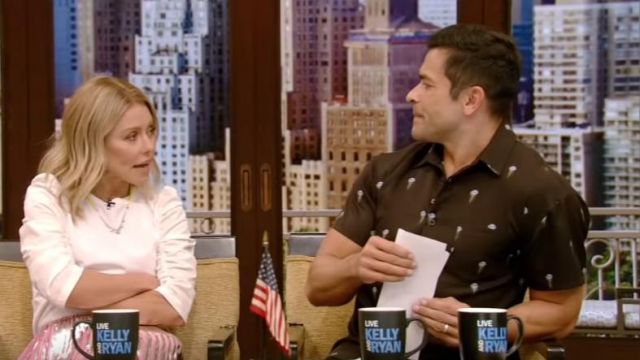 Marni  Pleated Metallic Midi Skirt worn by Kelly Ripa on LIVE with Kelly and Ryan May 24,2019