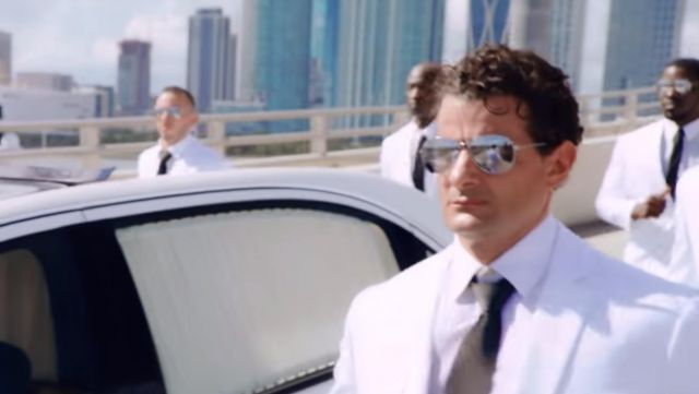 White suit worn by DJ Khaled's bodyguard in his Jealous music video feat. Chris Brown, Lil Wayne, Big Sean