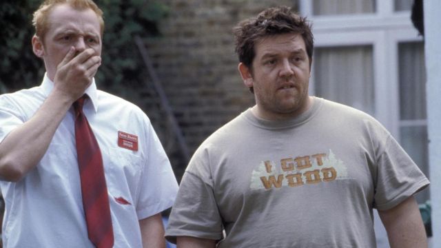 The t-shirt sand "I Got Wood" from Ed (Nick Frost) in Shaun of the Dead