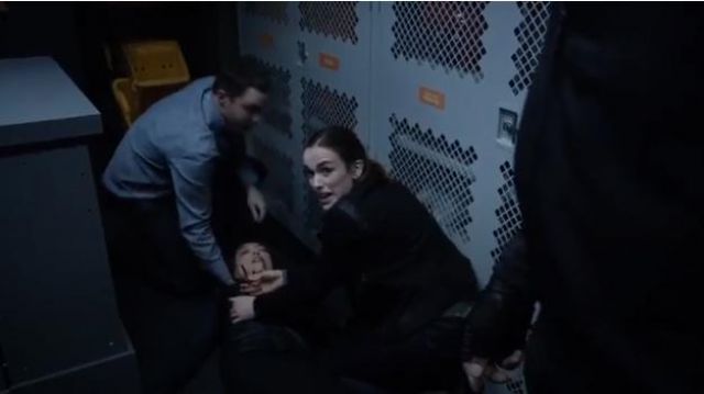 James Jeans Mixed Media Moto Ponte Jacket worn by Jemma Simmons (Elizabeth Henstridge) in Marvel's Agents of S.H.I.E.L.D. (S03E17)