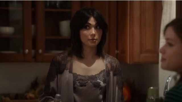 Josie Natori Lolita Chemise in Twilight/Gunmetal worn by Cassidy Barrett (Daniella Pineda) in WHAT / IF (S01E04)