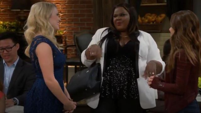 Free People One Million Lovers Blue Lace Mini Dress worn by Gabi Diamond  (Emily Osment) in Young & Hungry (S05E07) | Spotern