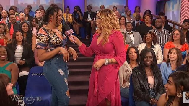 WAYF Magenta Long Sleeve Wrap Dress worn by Wendy Williams in The Wendy Williams Show May 31, 2019