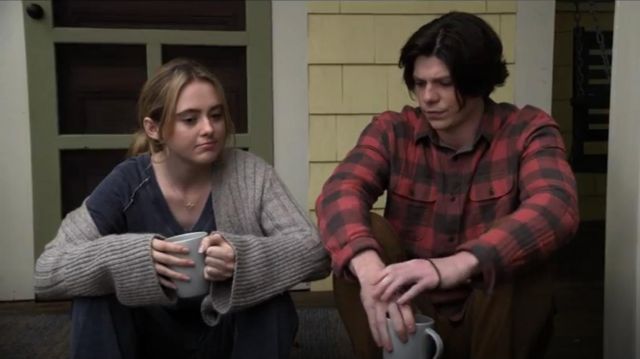 Leith Cozy Ribbed Tie Cardigan worn by Allie Pressman (Kathryn Newton) in The Society (S01E05)