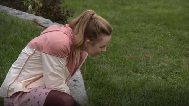 Windrunner Pink and White Jacket worn by Elle Tomkins (Olivia DeJonge) in The Society (Season01 Episode05)