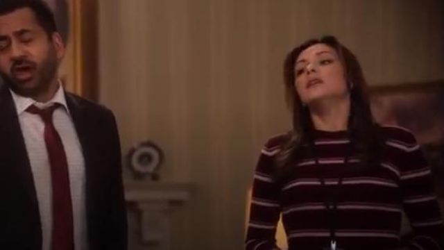 Nordstrom Signature Stripe Cashmere Sweater worn by Emily Rhodes (Italia Ricci) in Designated Survivor (Season 03 Episode 06)