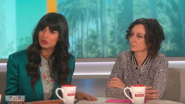 R13 Leopard Print Jacket worn by Sara Gilbert on The Talk June 06,2019