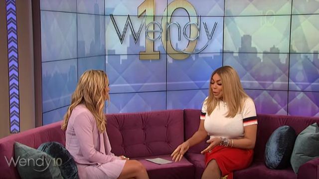 PopSugar Striped Short Sleeve Sweater worn by Wendy Williams on The Wendy Williams Show June 12,2019