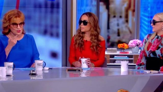 Roland Mouret Ardingly Red Off-Shoulder Dress worn by Sunny Hostin on The View June 06,2019