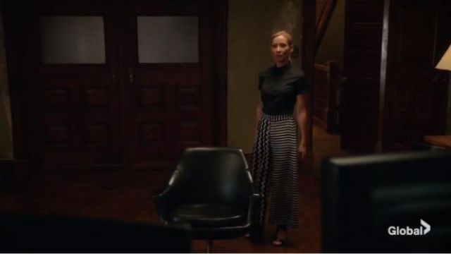 Stella McCartney Zigzag & Stripe Mixed-Print Wide-Leg Silk Culotte worn by Dr. Joan Watson (Lucy Liu) in Elementary (Season07 Episode03)