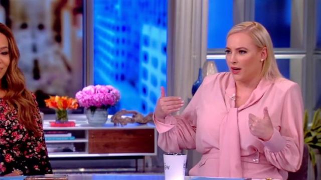 Who What Wear at Target Long Sleeve Tie Neck Drapey Blouse worn by Meghan McCain on The View June 12,2019