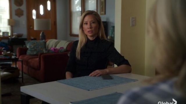 Cefinn Printed jacquard blouse worn by Dr. Joan Watson (Lucy Liu) in Elementary (S07E04)