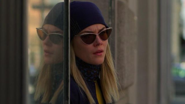 butterfly brown sunglasses worn by Trish Walker (Rachael Taylor) in Marvel's Jessica Jones (S03E02)