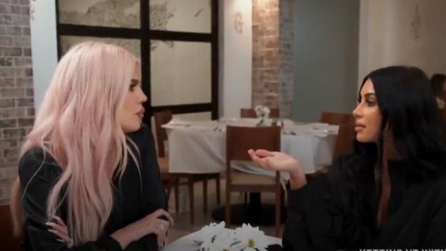 Givenchy Cropped Draped Silk-satin Blouse worn by Khloé Kardashian in Keeping Up with the Kardashians (S16E09)