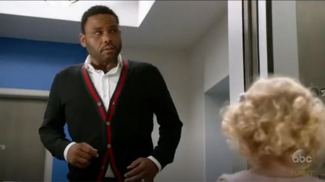 Gucci Wool Cardigan With Web worn by Andre 'Dre' Johnson (Anthony Anderson) in black-ish (S03E04)