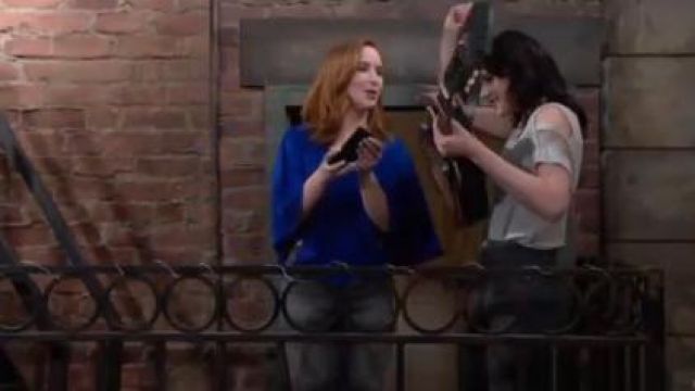 Ramy Brook  Lizzy Top in Azure worn by Camryn Grimes as seen in The Young and the Restless June 18,2019