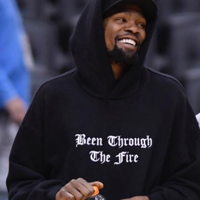 Amirir Been Through The Fire black Hoodie worn by Kevin Durant on the Instagram account of @champagnepapi