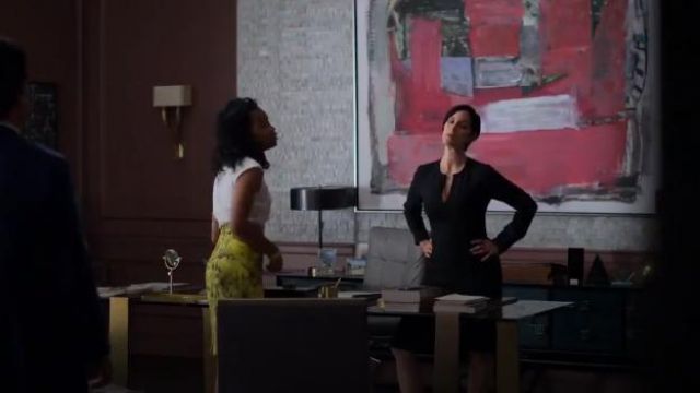 Akris Long-Sleeve Stretch-Silk A-Line Dress worn by Jeri Hogarth (Carrie-Anne Moss) in Marvel's Jessica Jones (Season 03 Episode 06)