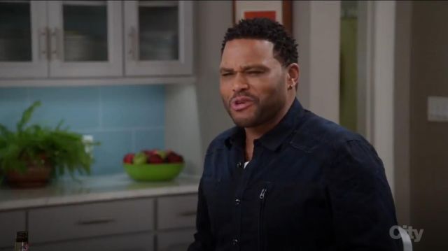 G Star Raw Powel Long Sleeve Button Down Shirt Blue worn by Andre 'Dre' Johnson (Anthony Anderson) in black-ish (Season 03 Episode 17)