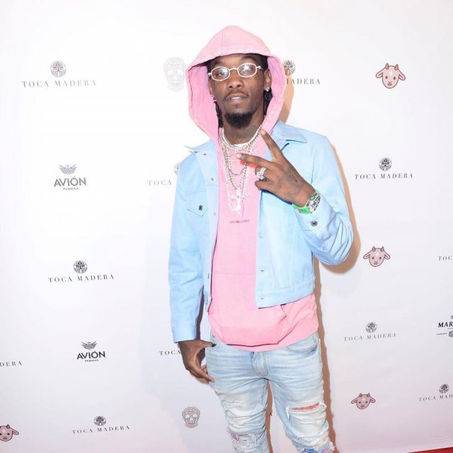 Pink hoodie worn by Offset on his Instagram account @offsetyrn