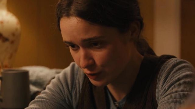 Grey Waffle Print Henley worn by Mara (Alice Englert) as seen in Them That Follow