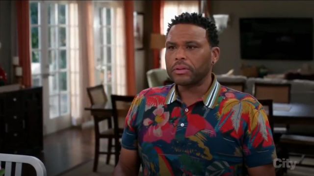 Valentino Tropical Print Polo Shirt worn by Andre 'Dre' Johnson (Anthony Anderson) in black-ish (Season03 Episode21)