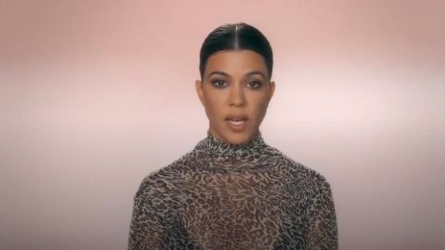 Opening Ceremony Callipygian Printed Mesh Turtleneck worn by Kourtney Kardashian in Keeping Up with the Kardashians (Season16 Episode10)