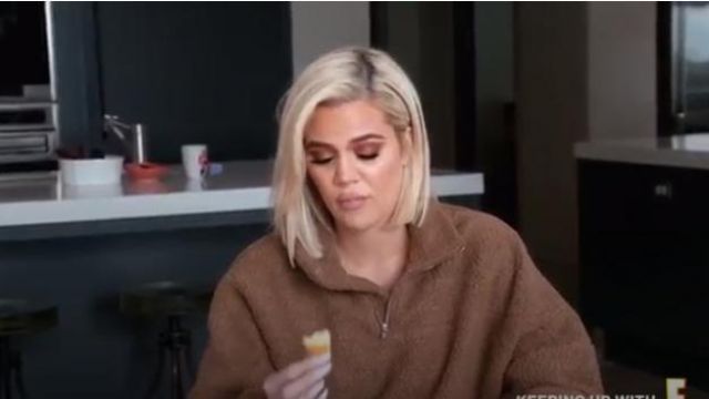 VARLEY Daphne Sherpa Fleece Sweater worn by Khloé Kardashian in Keeping Up with the Kardashians (Season16 Episode11)