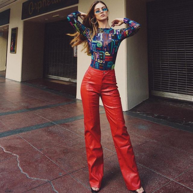 i am gia red leather pants