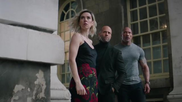Black circle Skirt with Red Roses worn by Madam M (Eiza González) in Fast & Furious Presents: Hobbs & Shaw