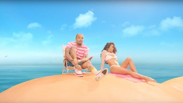 Noah Stripe Pocket Top worn by Chris Brown in his Wobble Up music video feat. Nicki Minaj, G-Eazy