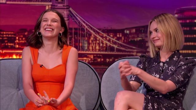 Earrings silver Millie bobby Brown in The Late Late Show with James Corden