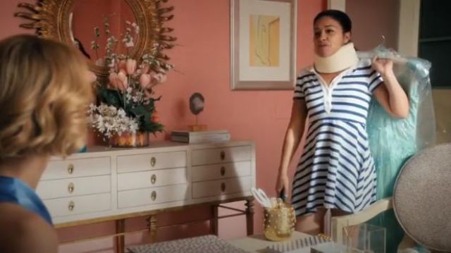 Avec Les Filles Cotton Striped Polo-Style Dress worn by Jane Villanueva (Gina Rodriguez) in Jane the Virgin (Season05 Episode13)