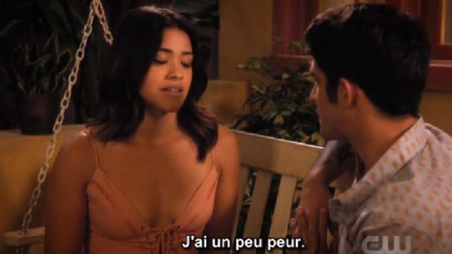 The pink dress and lace-up knotted Lovers + Friends of Jane Gloriana Villanueva (Gina Rodriguez) in Jane The Virgin S04E04