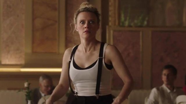 Black suspenders strap for pants worn by Morgan (Kate McKinnon) in The Spy Who Dumped Me