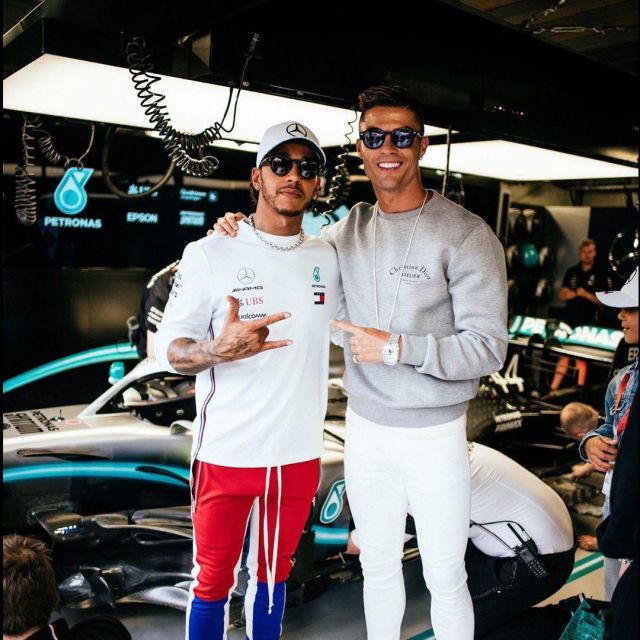 The Cap of White team Mercedes AMG Lewis Hamilton's account on the instagram of @cristiano