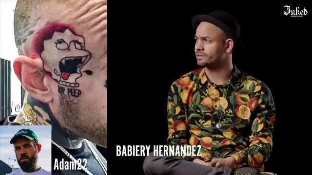 The shirt printed citrus H&M range by Babiery Hernandez in Tattoo Artists React To YouTuber's Tattoos #2 | Tattoo Artists Answer