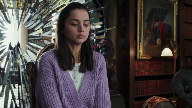 Lilac Knitted Cardigan worn by Marta (Ana de Armas) in Knives Out