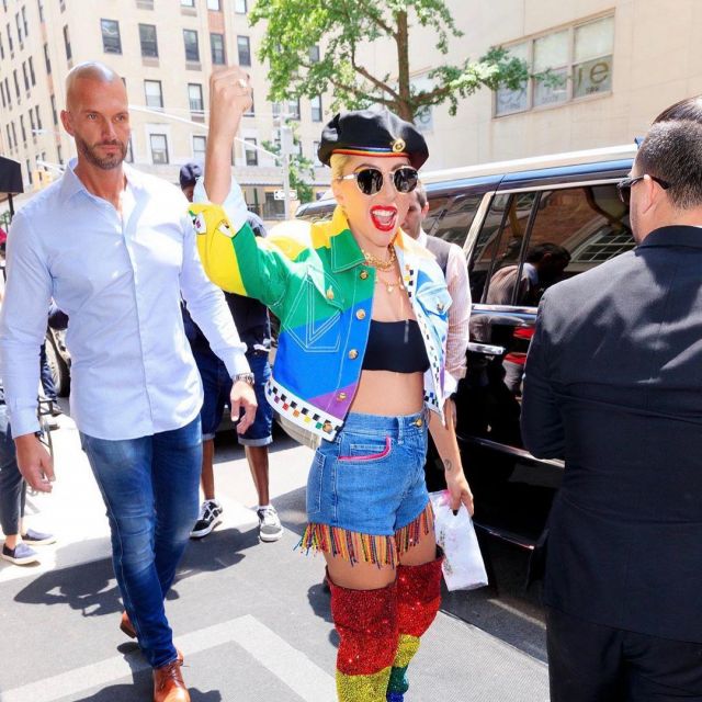 Rainbow pride jacket worn by Lady Gaga at the Pride Live's 2019 Stonewell Day in NYC