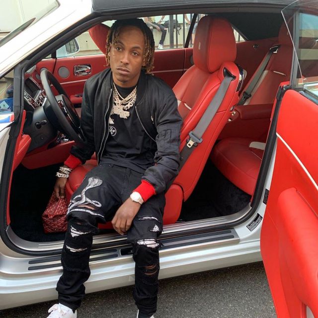 Amiri snake patch jeans worn by Rich the Kid on his Instagram account @richthekid