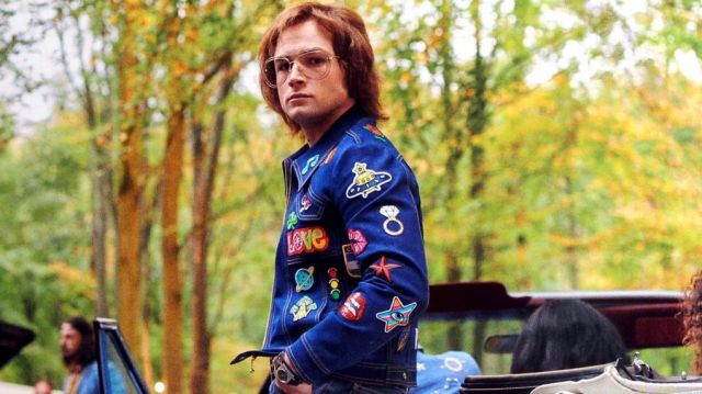 Customised patches Jean Jacket worn by Elton John (Taron Egerton) during in Tiny Dancer sequence in Rocketman