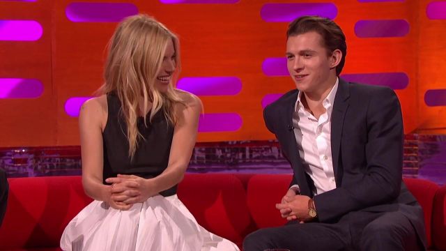 White Log Sleeve Shirt worn by Tom Holland in The Graham Norton Show 06/07/2019