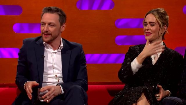 Navy blue 2 piece formal suit worn by James McAvoy in The Graham Norton Show 11/01/2019