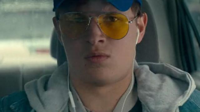 Orange Aviator Sunglasses worn by Baby (Ansel Elgort) as seen in Baby Driver