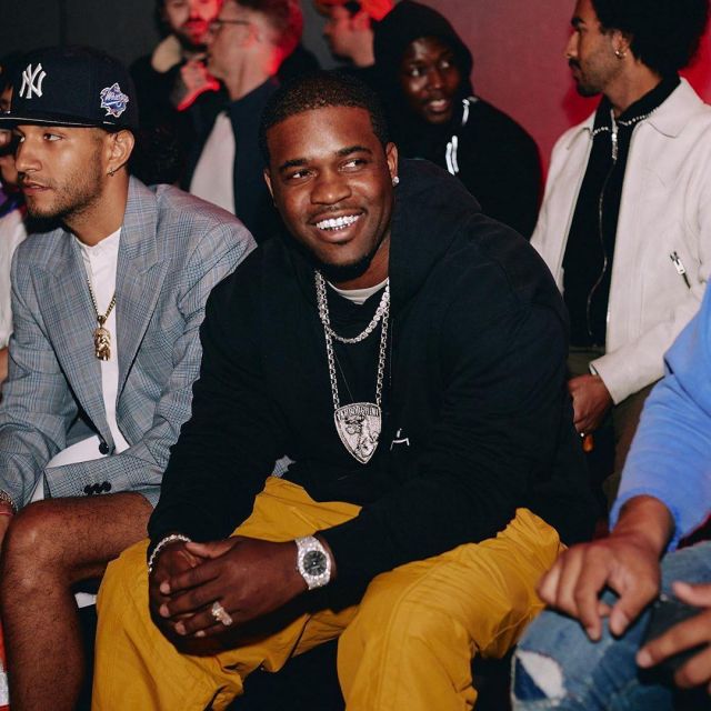 A Cold Wall* drawstring cotton blend track pants of A$AP Ferg on the Instagram account @asapferg